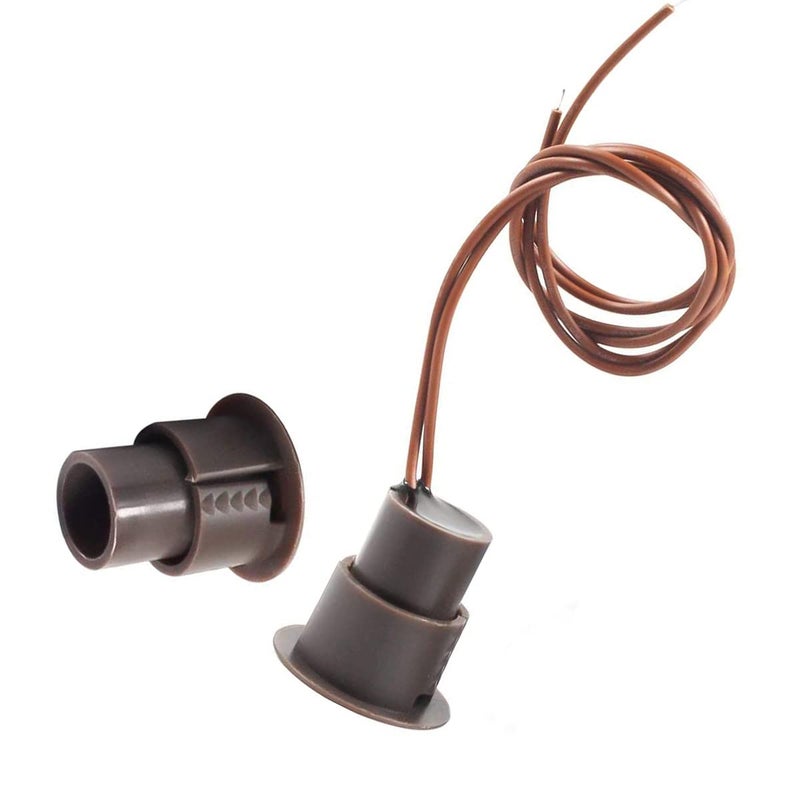 JING Magnetic Reed Switch RC-36 NC Recessed Wired Door Window Alarm, Magneti Door Switch, Contact Sensor, for Home Security and Burglar Alarm Magnetic Reed Switch,Sets of 5 (Brown) - Image 4